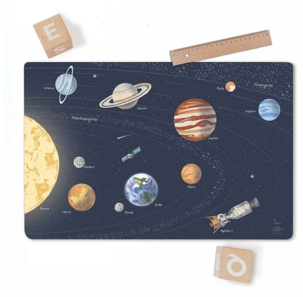 Produktbild: Scriptum Schreibtischunterlage f&uuml;r Kinder Sonnensystem - 60 x 40 cm - aus premium Vinyl