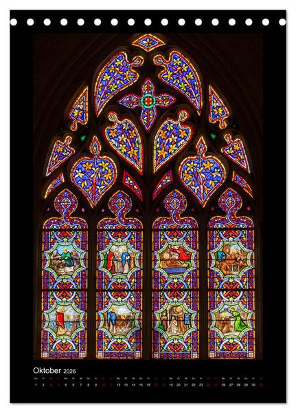 Produktbild: Kirchenfenster - Sakrale Glaskunst (Tischkalender 2026 DIN A5 hoch), CALVENDO Monatskalender
