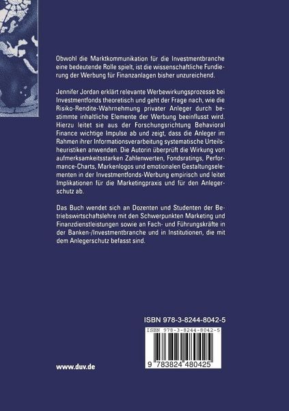 Produktbild: Behavioral Finance und Werbung f&uuml;r Investmentfonds
