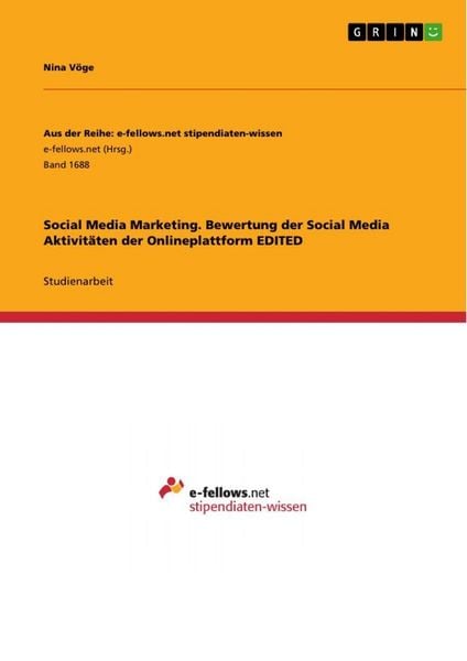 Produktbild: Social Media Marketing. Bewertung der Social Media Aktivit&auml;ten der Onlineplattform EDITED