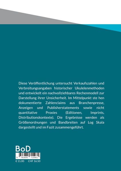 Produktbild: Verkaufszahlen historischer Ukulele-Methoden und deren Unsicherheiten