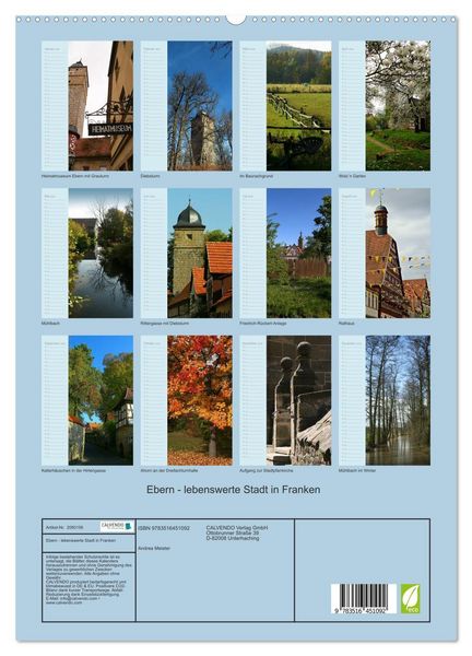 Produktbild: Ebern - lebenswerte Stadt in Franken (hochwertiger Premium Wandkalender 2026 DIN A2 hoch), Kunstdruck in Hochglanz