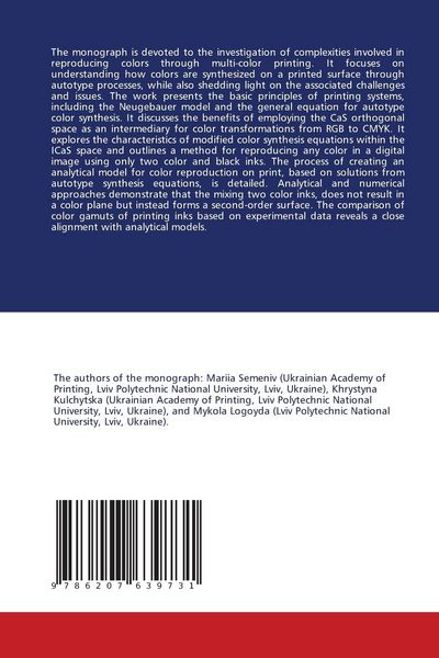 Produktbild: Analytical Model of Color Reproduction on Print Media