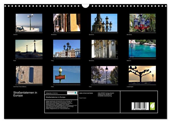 Produktbild: Stra&szlig;enlaternen in Europa (Wandkalender 2026 DIN A3 quer), CALVENDO Monatskalender