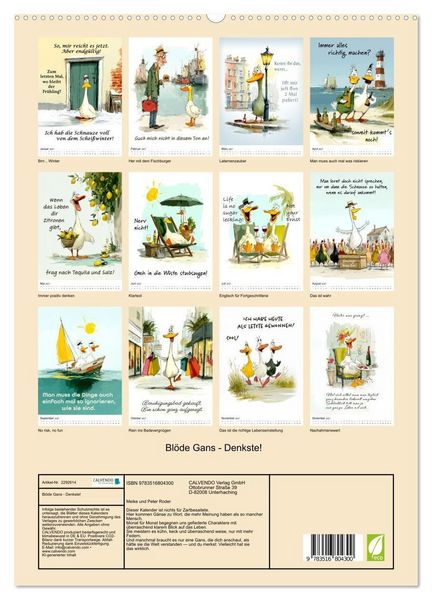 Produktbild: Bl&ouml;de Gans - Denkste! (hochwertiger Premium Wandkalender 2027 DIN A2 hoch), Kunstdruck in Hochglanz