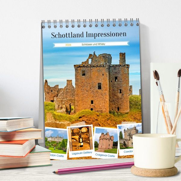 Produktbild: Schottland Impressionen - Schl&ouml;sser und Whisky (Tischkalender 2026 DIN A5 hoch), CALVENDO Monatskalender
