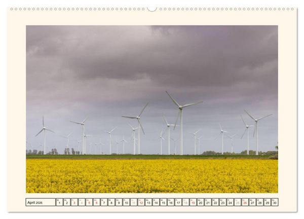Produktbild: Windkraft in der Landschaft Ostfrieslands (Wandkalender 2026 DIN A2 quer), CALVENDO Monatskalender