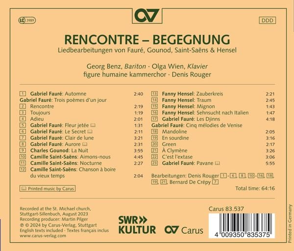Produktbild: Rencontre - Begegnung: Chorwerke