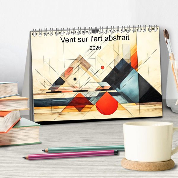 Produktbild: Vent sur l'art abstrait (Calendrier de bureau 2026 DIN A5 vertical), CALVENDO calendrier mensuel