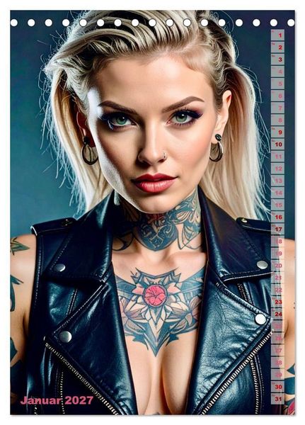 Produktbild: Tattoo Beauties Portraits (Tischkalender 2027 DIN A5 hoch), CALVENDO Monatskalender