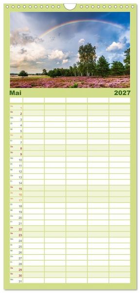 Produktbild: Familienplaner 2027 - Romantische Heidebl&uuml;te mit 5 Spalten (Wandkalender, 21 x 45 cm) CALVENDO