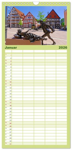 Produktbild: Familienplaner 2026 - Hofgeismar - Dornr&ouml;schenstadt und Fachwerkh&auml;user mit 5 Spalten (Wandkalender, 21 x 45 cm) CALVENDO