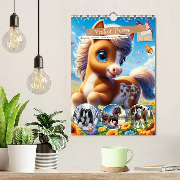 Produktbild: Tinker Ponys - Magische Momente, Gypsy Vanner f&uuml;r M&auml;dchen (Wandkalender 2026 DIN A4 hoch), CALVENDO Monatskalender