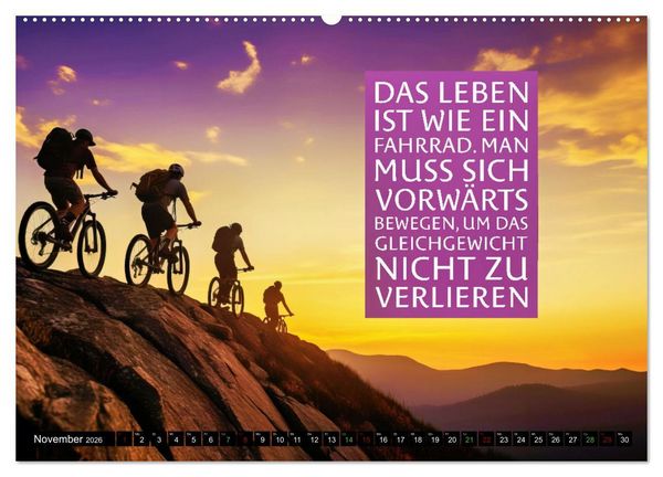 Produktbild: Faszination Fahrrad - coole Spr&uuml;che (Wandkalender 2026 DIN A2 quer), CALVENDO Monatskalender