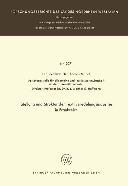 Produktbild: Stellung und Struktur der Textilveredelungsindustrie in Frankreich