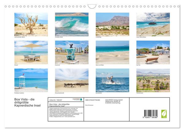 Produktbild: Boa Vista - die drittgr&ouml;&szlig;te Kapverdische Insel (Wandkalender 2026 DIN A3 quer), CALVENDO Monatskalender