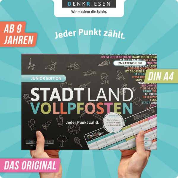 Denkriesen - Stadt Land Vollpfosten® Junior Edition – "Jeder Punkt zählt."