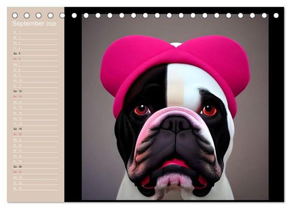 Produktbild: Graphic PoP Art Bulldogge (Tischkalender 2026 DIN A5 quer), CALVENDO Monatskalender