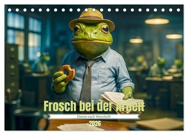 Produktbild: Frosch bei der Arbeit- Dienst nach Vorschrift (Tischkalender 2026 DIN A5 quer), CALVENDO Monatskalender
