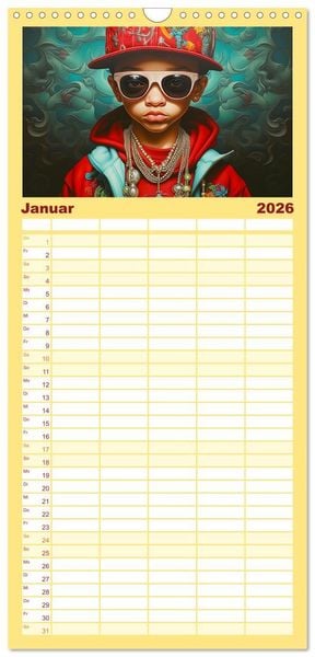 Produktbild: Familienplaner 2026 - Hip Hop Kids. Ein Jahr voller Style und Groove mit 5 Spalten (Wandkalender, 21 x 45 cm) CALVENDO