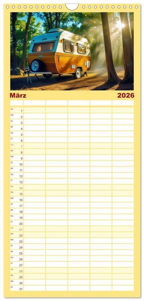 Produktbild: Familienplaner 2026 - Vanlife - Caravan Abenteuer mit 5 Spalten (Wandkalender, 21 x 45 cm) CALVENDO