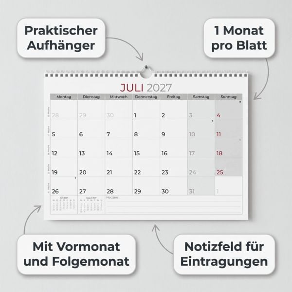 Produktbild: Monatsterminkalender 1M/1S 2027