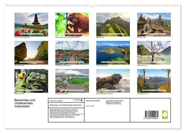 Produktbild: Bekanntes und Unbekanntes Indonesien (hochwertiger Premium Wandkalender 2027 DIN A2 quer), Kunstdruck in Hochglanz