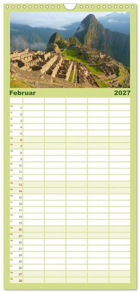 Produktbild: Familienplaner 2027 - Per&uacute;. Impressionen mit 5 Spalten (Wandkalender, 21 x 45 cm) CALVENDO