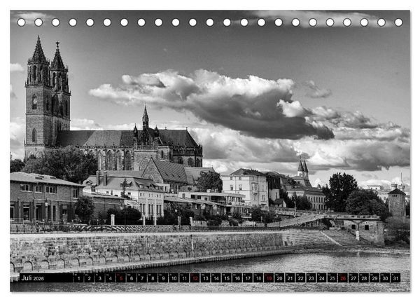 Produktbild: Magdeburg in Schwarz - Wei&szlig; (Tischkalender 2026 DIN A5 quer), CALVENDO Monatskalender