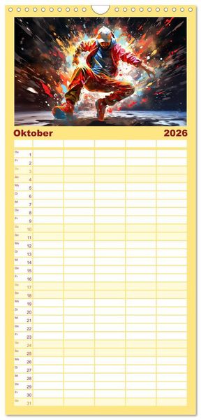 Produktbild: Familienplaner 2026 - Color Dance Art mit 5 Spalten (Wandkalender, 21 x 45 cm) CALVENDO
