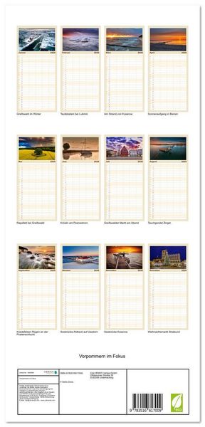 Produktbild: Familienplaner 2026 - Vorpommern im Fokus mit 5 Spalten (Wandkalender, 21 x 45 cm) CALVENDO
