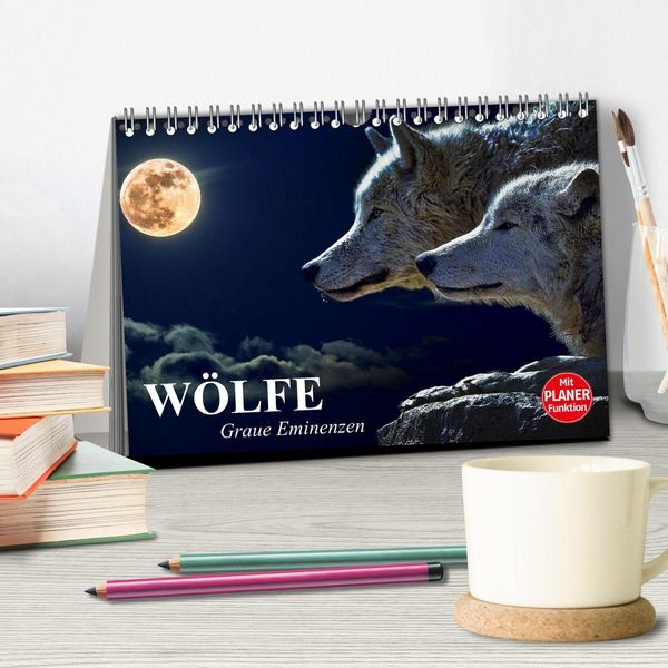 Produktbild: W&ouml;lfe. Graue Eminenzen (Tischkalender 2026 DIN A5 quer), CALVENDO Monatskalender