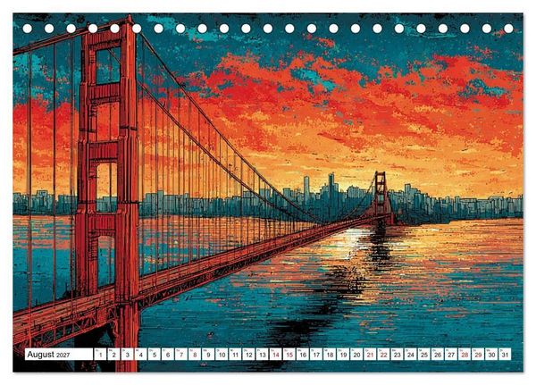 Produktbild: Die Golden Gate Bridge - Ikone am Pazifik (Tischkalender 2027 DIN A5 quer), CALVENDO Monatskalender