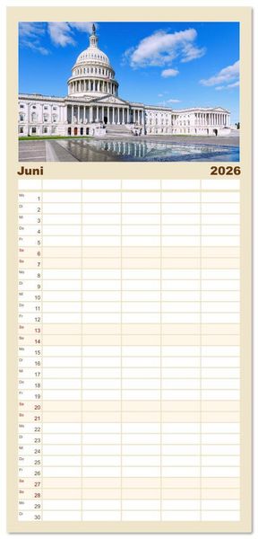 Produktbild: Familienplaner 2026 - Washington, D.C., Hauptstadtzauber der USA mit 5 Spalten (Wandkalender, 21 x 45 cm) CALVENDO