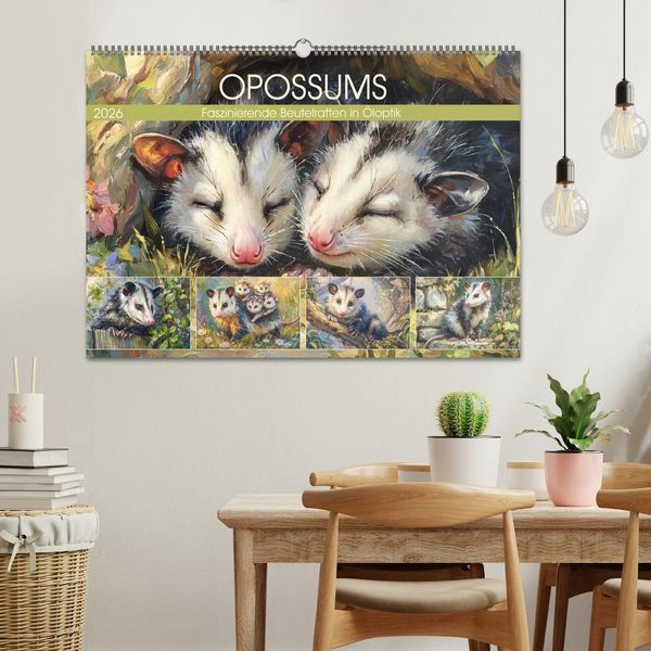 Produktbild: Opossums. Faszinierende Beutelratten in &Ouml;loptik (Wandkalender 2026 DIN A2 quer), CALVENDO Monatskalender