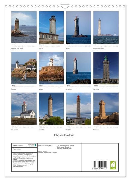 Produktbild: Phares Bretons (Wandkalender 2026 DIN A3 hoch), CALVENDO Monatskalender