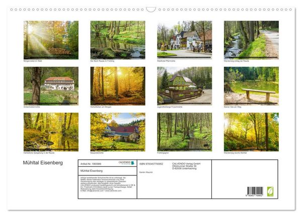 Produktbild: M&uuml;hltal Eisenberg (Wandkalender 2026 DIN A2 quer), CALVENDO Monatskalender