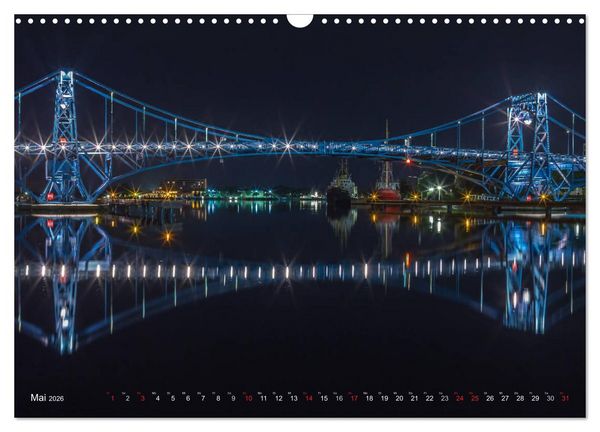 Produktbild: Nachts in Wilhelmshaven Edition mit maritimen Motiven (Wandkalender 2026 DIN A3 quer), CALVENDO Monatskalender