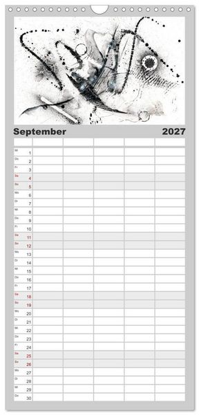 Produktbild: Familienplaner 2027 - Abstrakte Aquarelle mit 5 Spalten (Wandkalender, 21 x 45 cm) CALVENDO