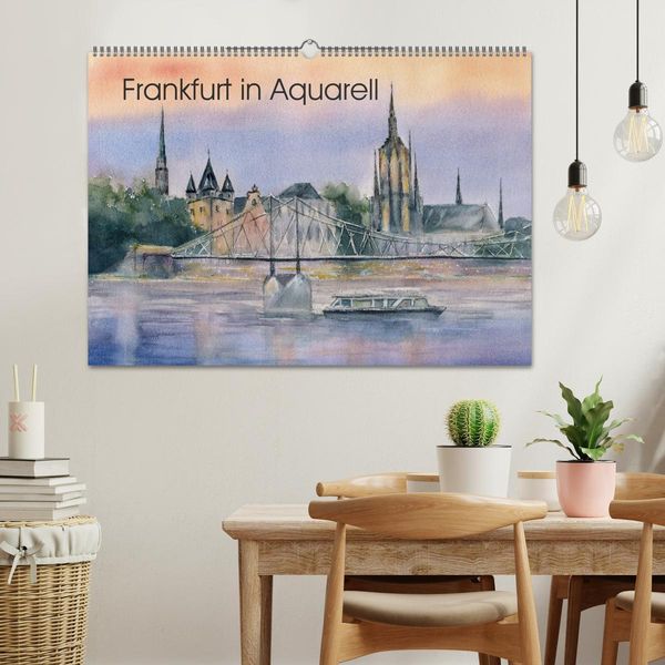 Produktbild: Frankfurt in Aquarell (Wandkalender 2026 DIN A2 quer), CALVENDO Monatskalender