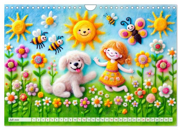 Produktbild: Niedliche Filzhunde - Liebevolle Ideen aus Filz und Wolle (Wandkalender 2026 DIN A4 quer), CALVENDO Monatskalender