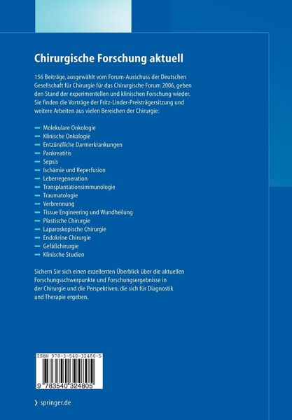 Produktbild: Chirurgisches Forum 2006 f&uuml;r experimentelle und klinische Forschung