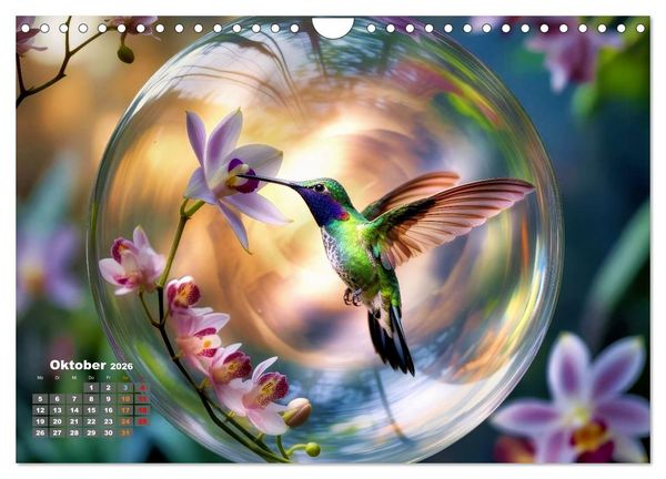Produktbild: Kolibri in der Glaskugel (Wandkalender 2026 DIN A4 quer), CALVENDO Monatskalender