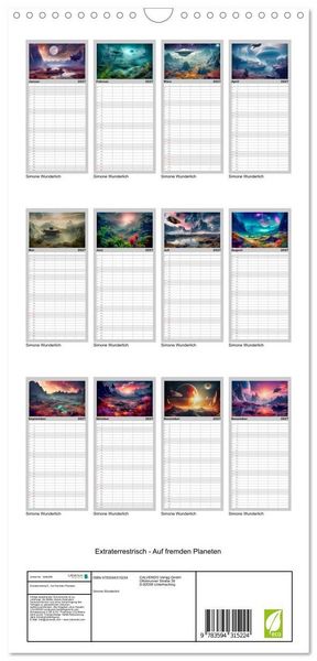Produktbild: Familienplaner 2027 - Extraterrestrisch - Auf fremden Planeten mit 5 Spalten (Wandkalender, 21 x 45 cm) CALVENDO