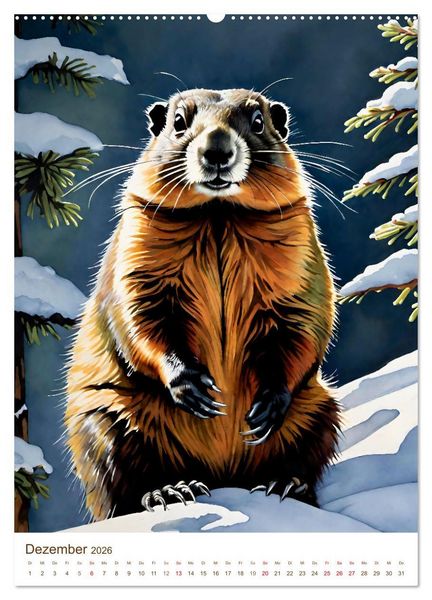 Produktbild: Das Alpenmurmeltier (Wandkalender 2026 DIN A2 hoch), CALVENDO Monatskalender
