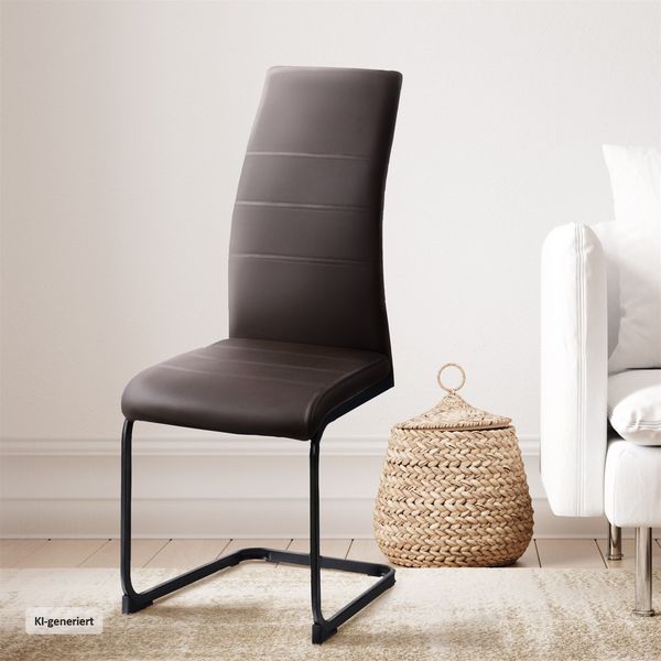 Produktbild: HTI-Living Schwingstuhl SallyP PU Freischwinger Esszimmerstuhl Kunstleder Schwarz