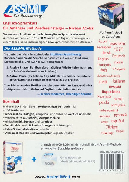 Produktbild: ASSiMiL Englisch ohne M&uuml;he - PC-Sprachkurs - Niveau A1-B2
