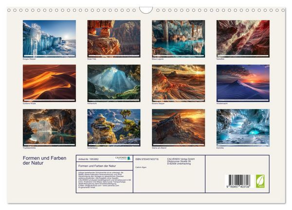 Produktbild: Formen und Farben der Natur (Wandkalender 2026 DIN A3 quer), CALVENDO Monatskalender