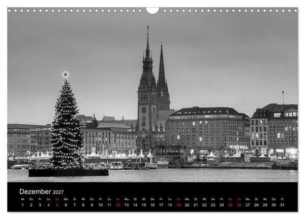 Produktbild: Hamburg monochrome Impressionen (Wandkalender 2027 DIN A3 quer), CALVENDO Monatskalender
