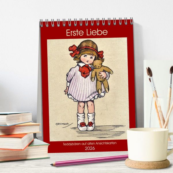 Produktbild: Erste Liebe - Teddyb&auml;ren auf alten Ansichtskarten (Tischkalender 2026 DIN A5 hoch), CALVENDO Monatskalender
